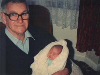 Andrew with his Grandad just days old in September 1983