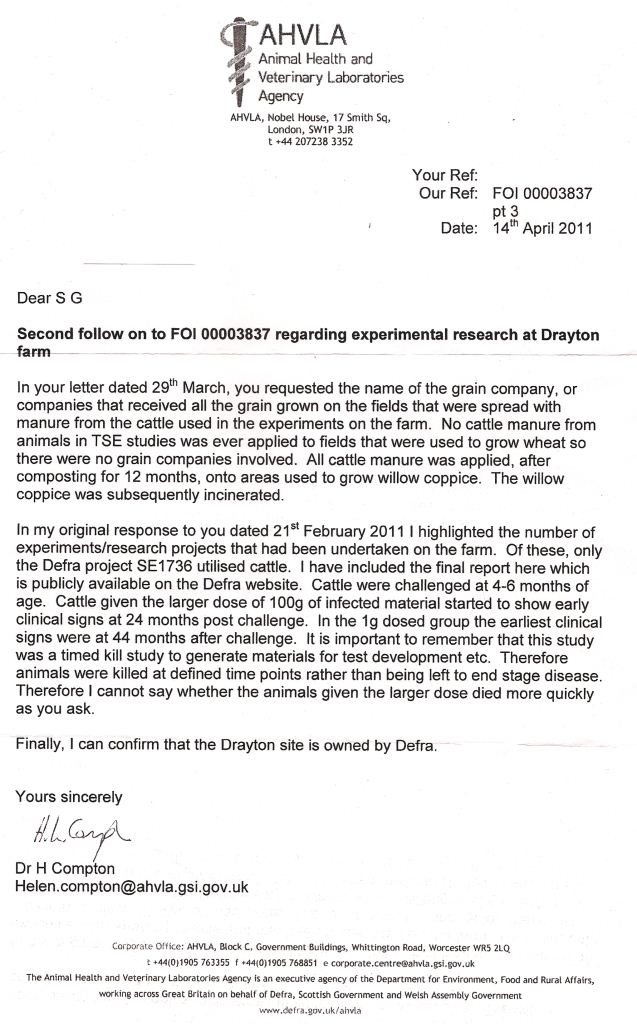 Letter from Dr H Compton