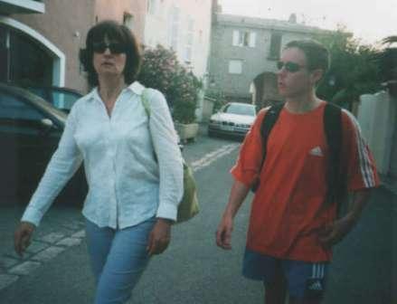 Andy and his Mum walking through St Tropez