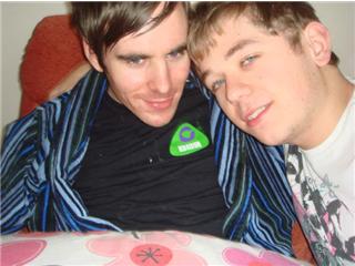 Andrew and Owen with his CBBC shirt on