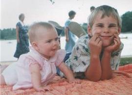 Andrew with baby sister Emma
