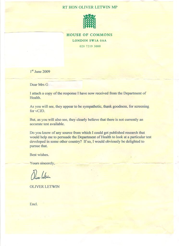Letter from Oliver Letwin
