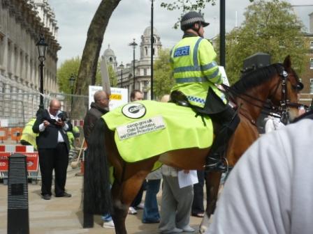 Police at the protest